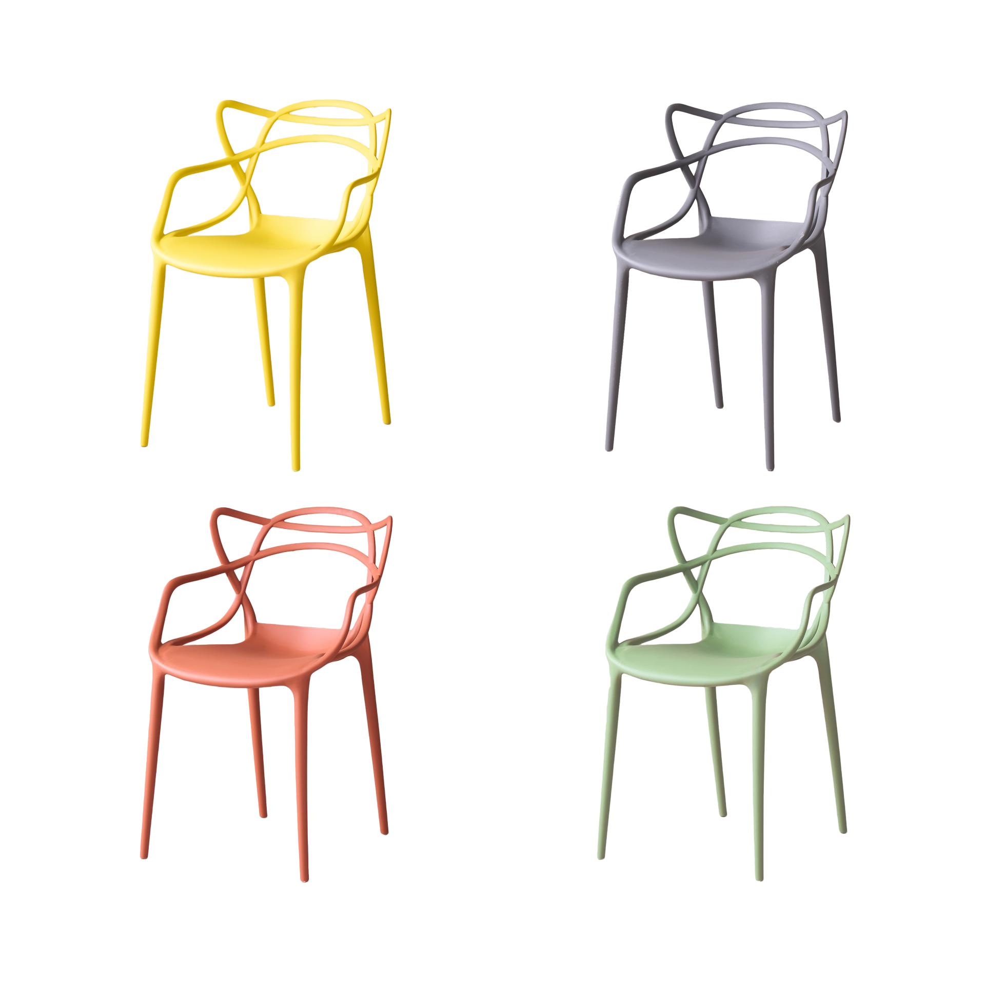 Set de 4 Sillas Platinum, Color Amarillo, Taupe, Verde y Rojo