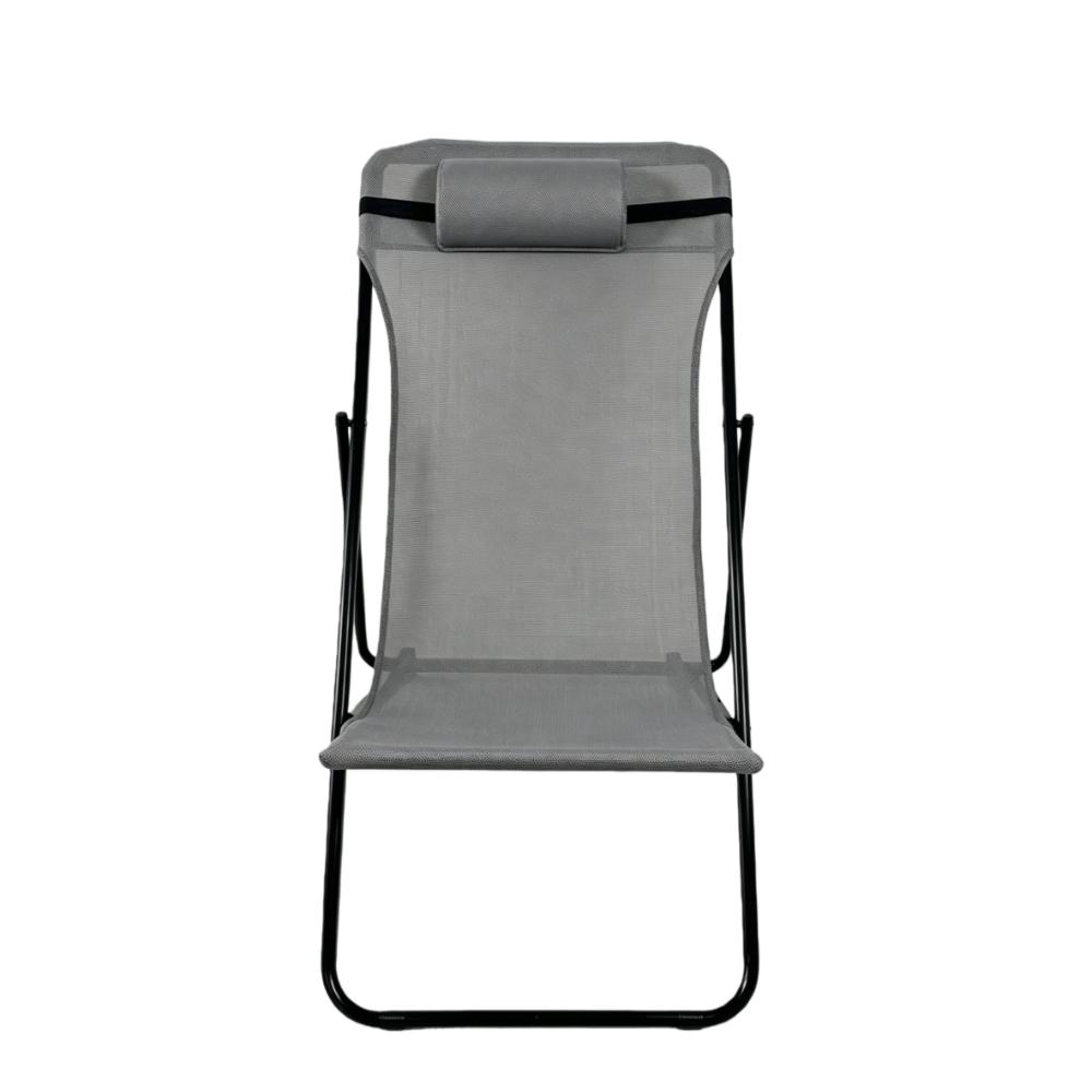 Silla Plegable Reclinable Zambia, Gris Oscuro, con Tres Posiciones