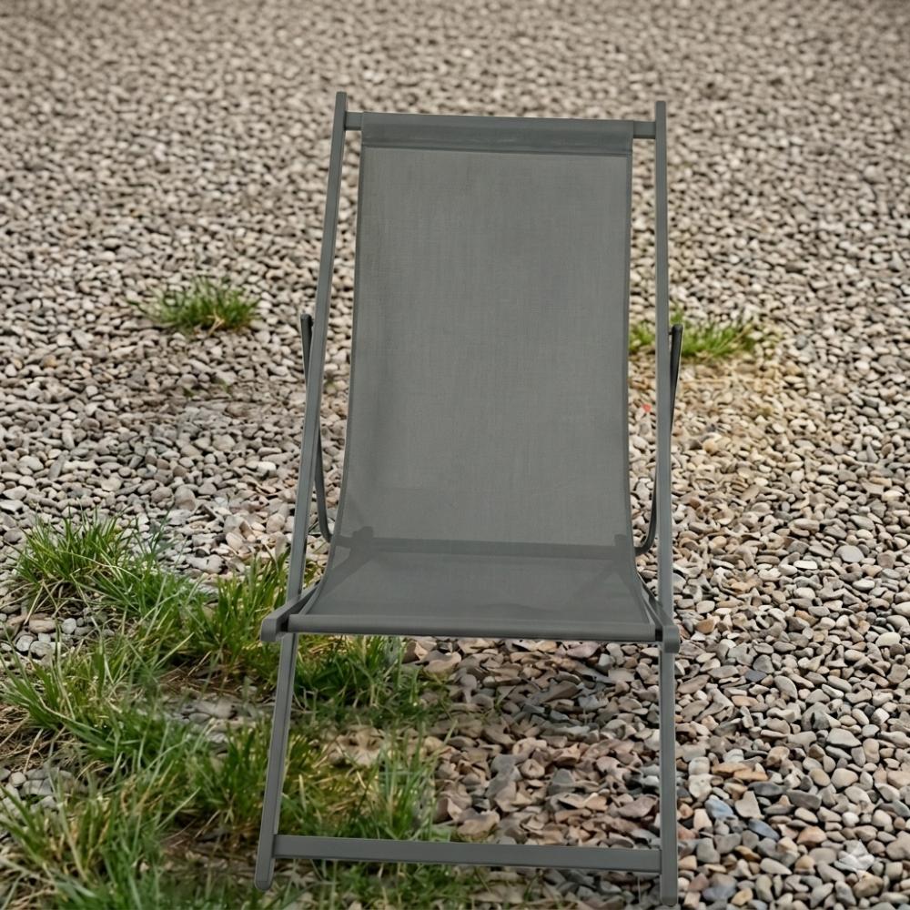 Silla Plegable Reclinable Kenya, Gris Oscuro, con Tres Posiciones