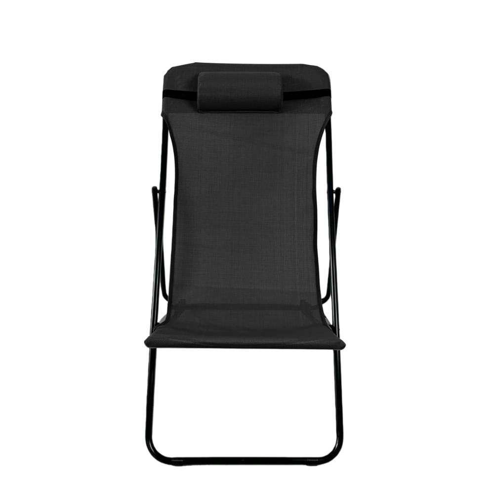Silla Plegable Reclinable Zambia, Negro, Con tres Posiciones