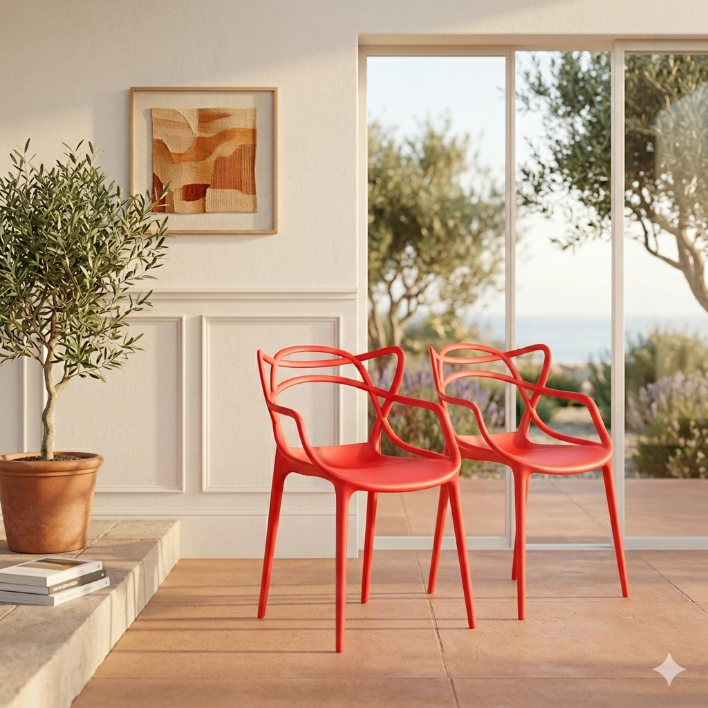 Silla Palermo, Color Rojo, Con espaldar y diseño Moderno