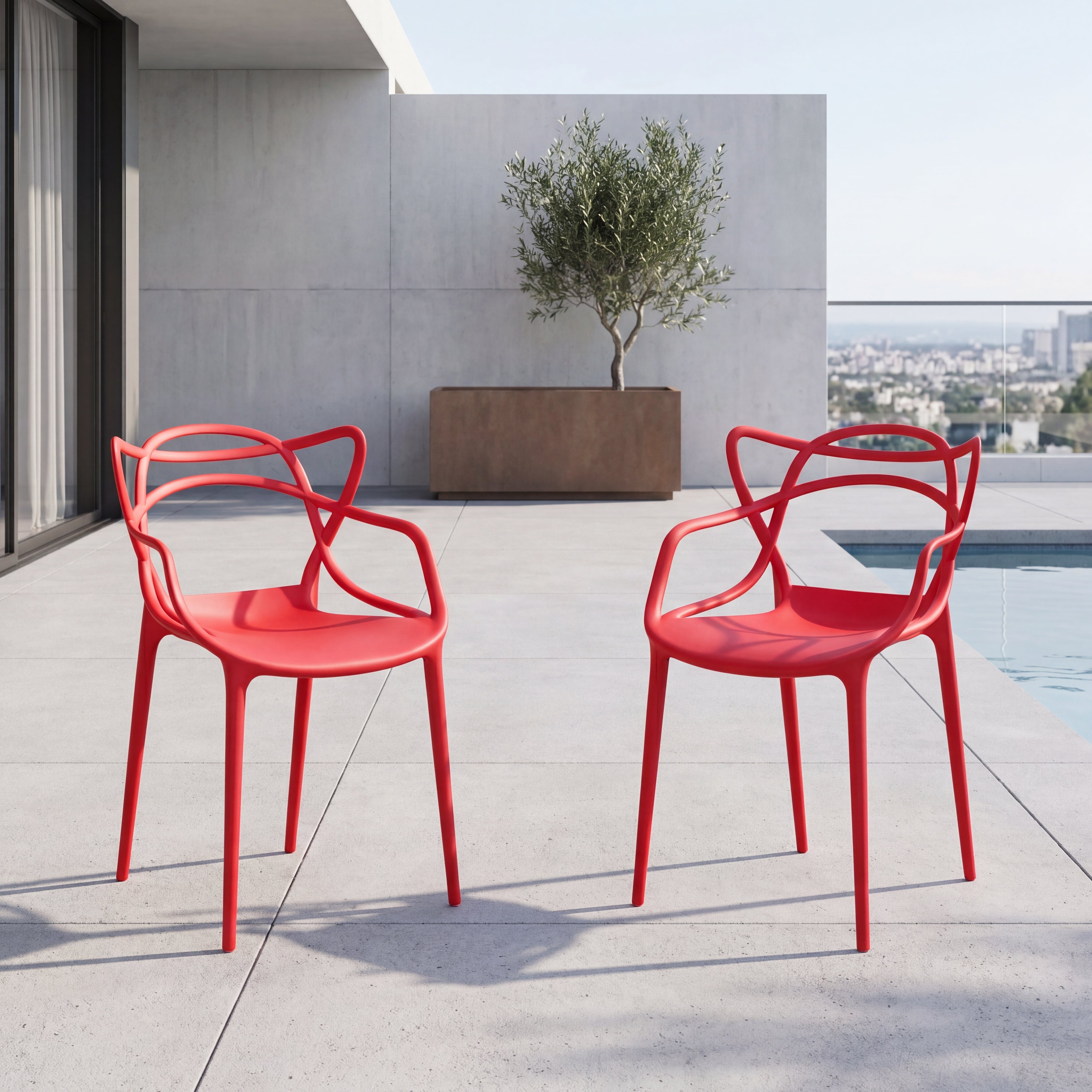 Silla Palermo, Color Rojo, Con espaldar y diseño Moderno X2