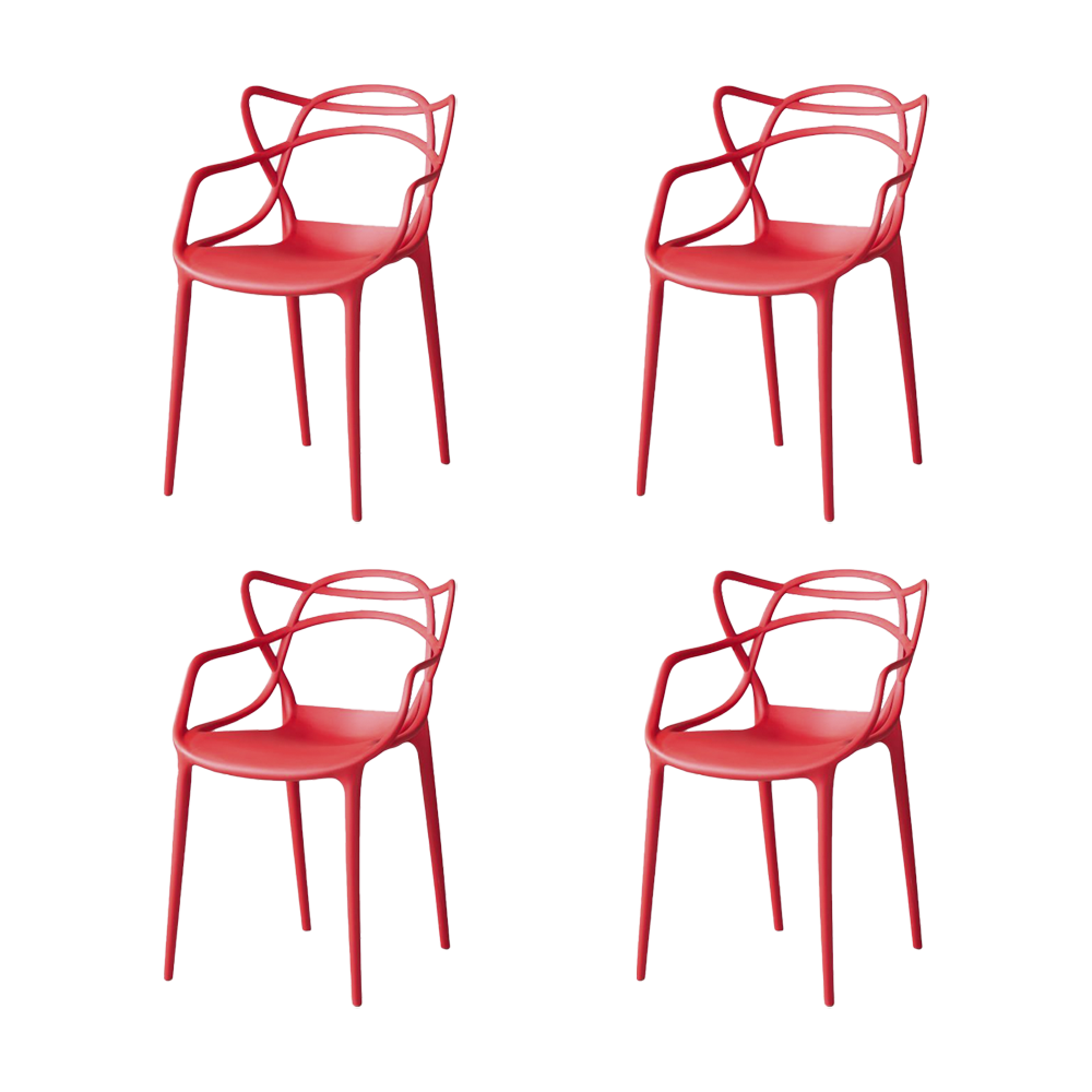 Silla Palermo, Color Rojo, Con espaldar y diseño Moderno X4