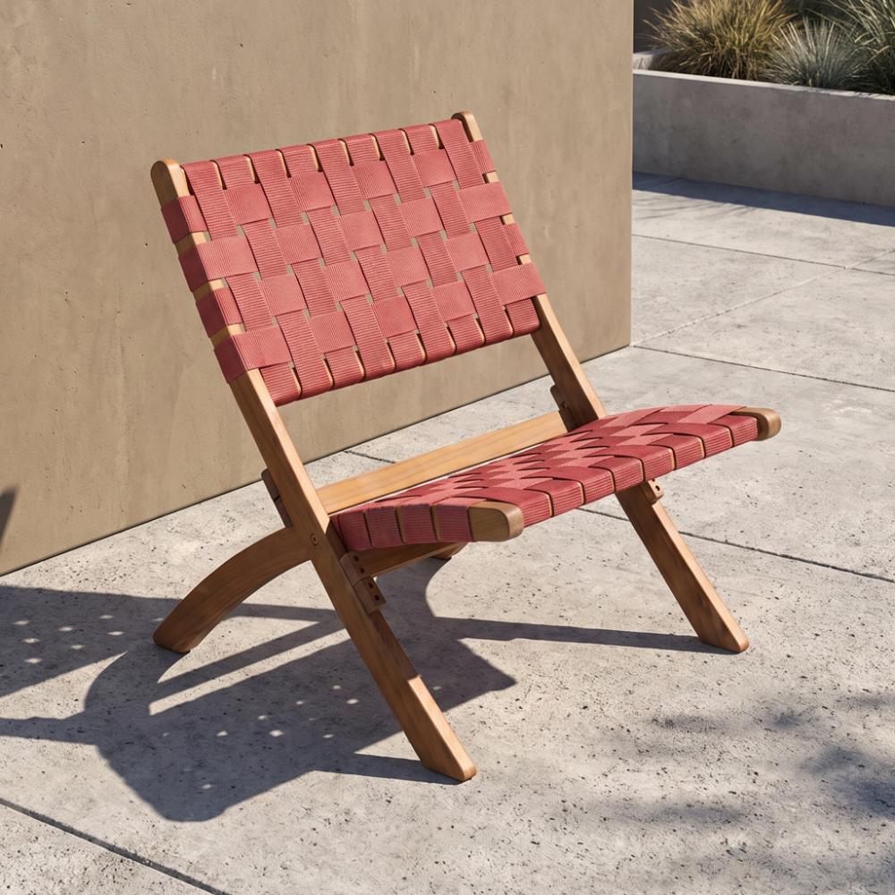 Silla Plegable de Madera para Exterior Eris, Terracota, Diseño Fresco y Moderno X2