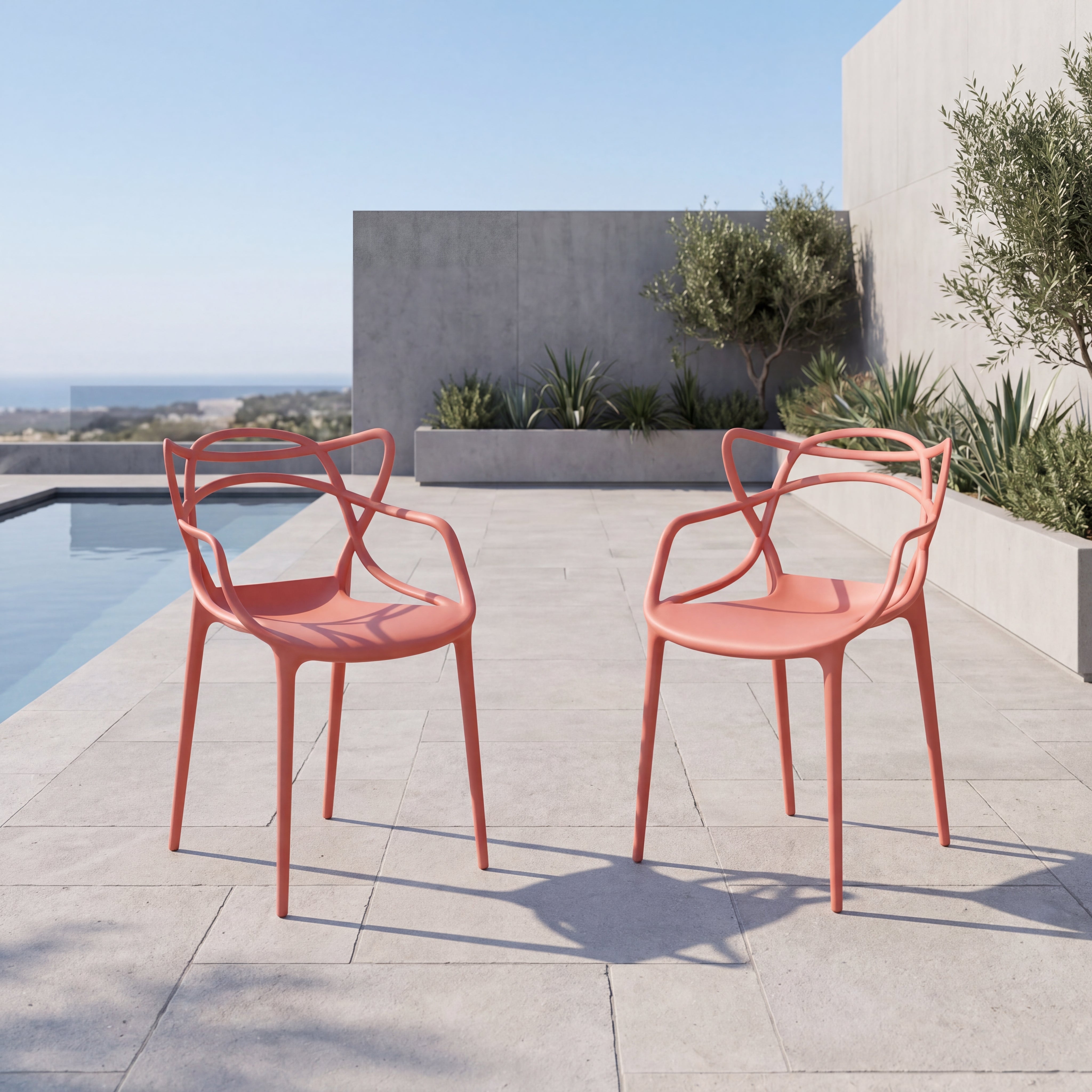 Silla Palermo, Color Terracota, Con espaldar y diseño Moderno X2
