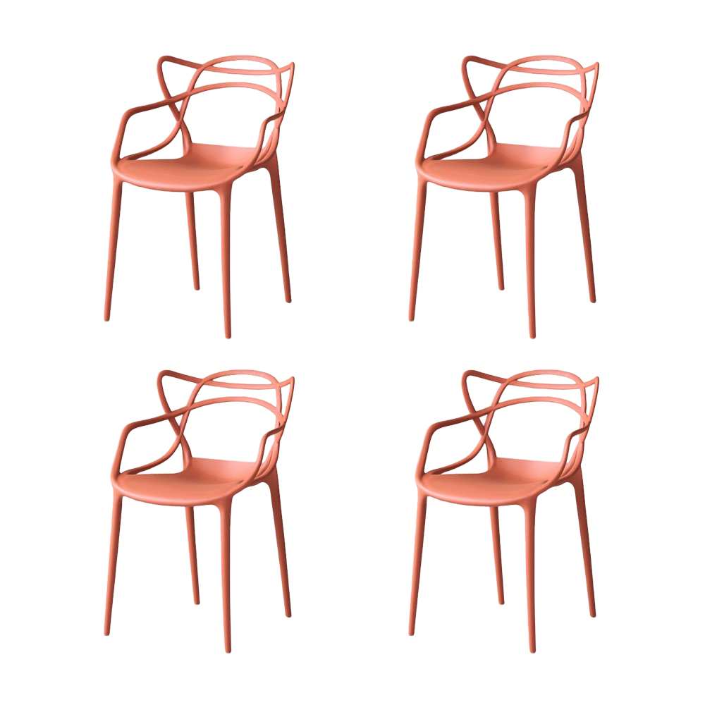 Silla Palermo, Color Terracota, Con espaldar y diseño Moderno X4