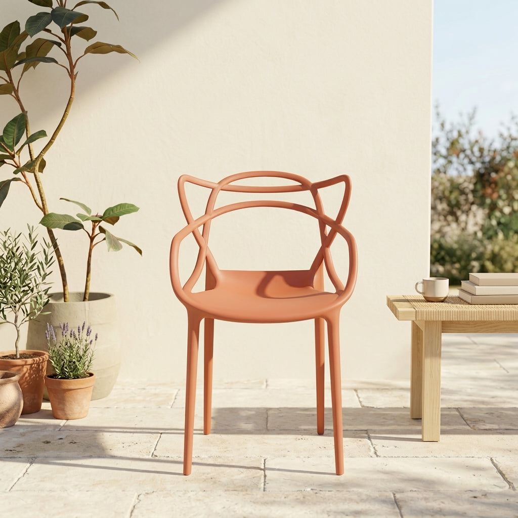 Silla Palermo, Color Terracota, Con espaldar y diseño Moderno X2