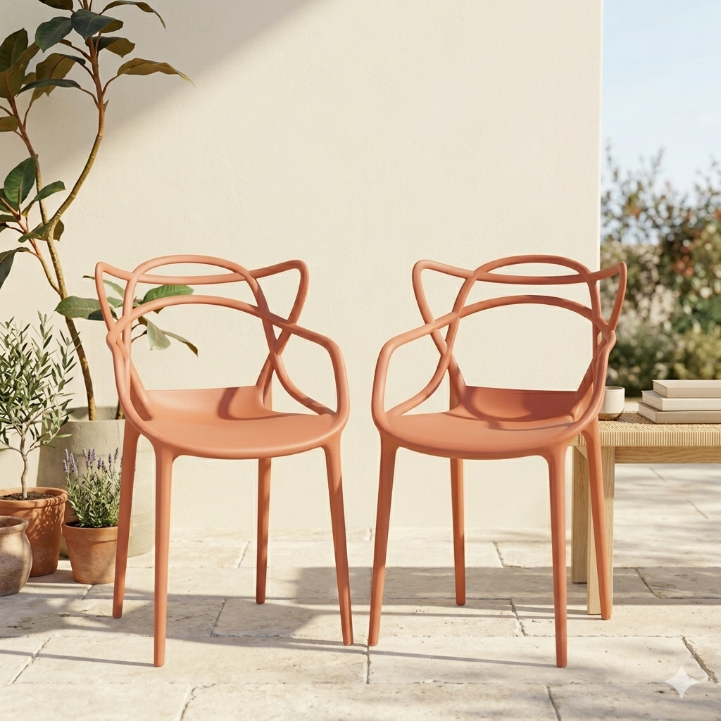 Silla Palermo, Color Terracota, Con espaldar y diseño Moderno X4
