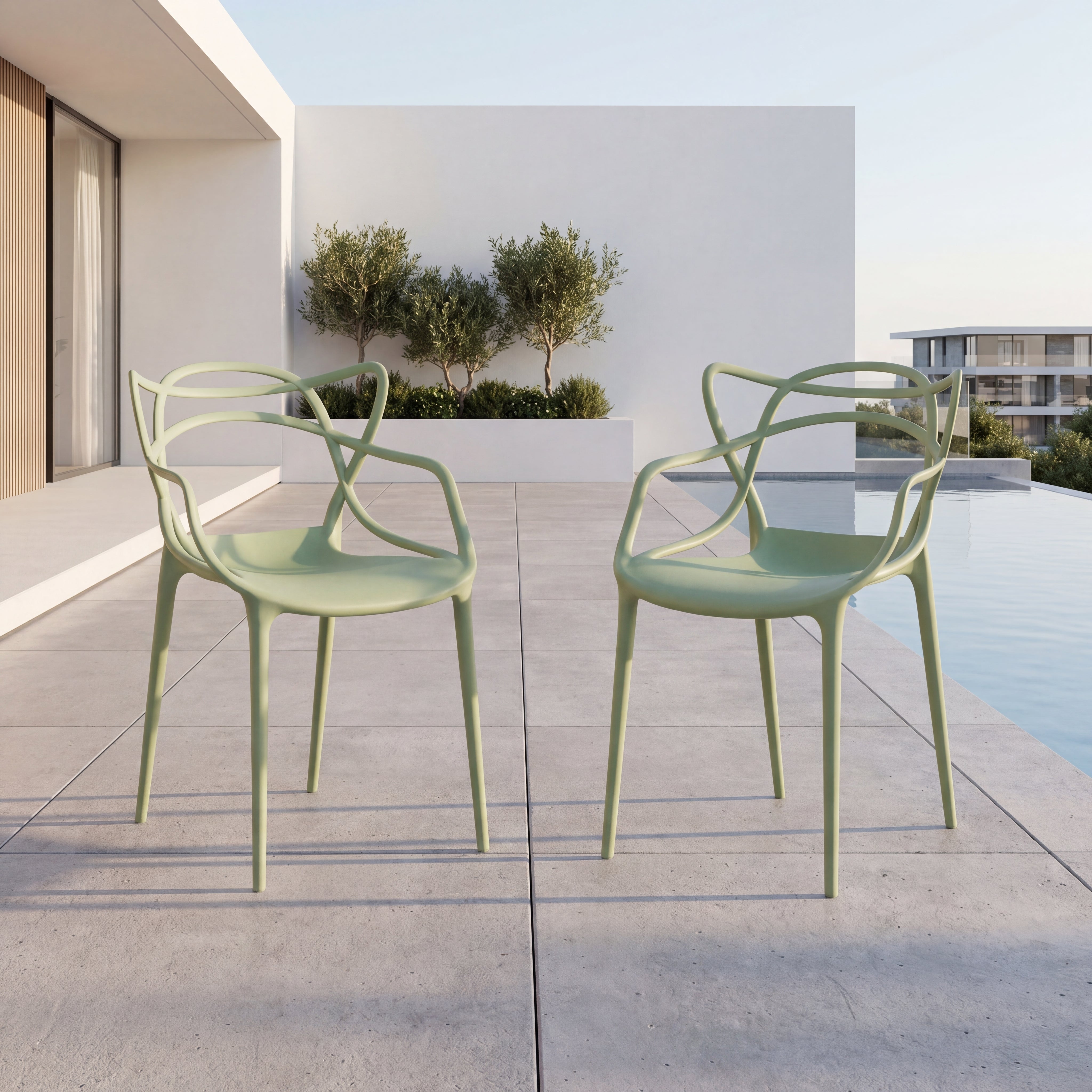 Silla Palermo, Verde Claro, Con espaldar y diseño Moderno X2