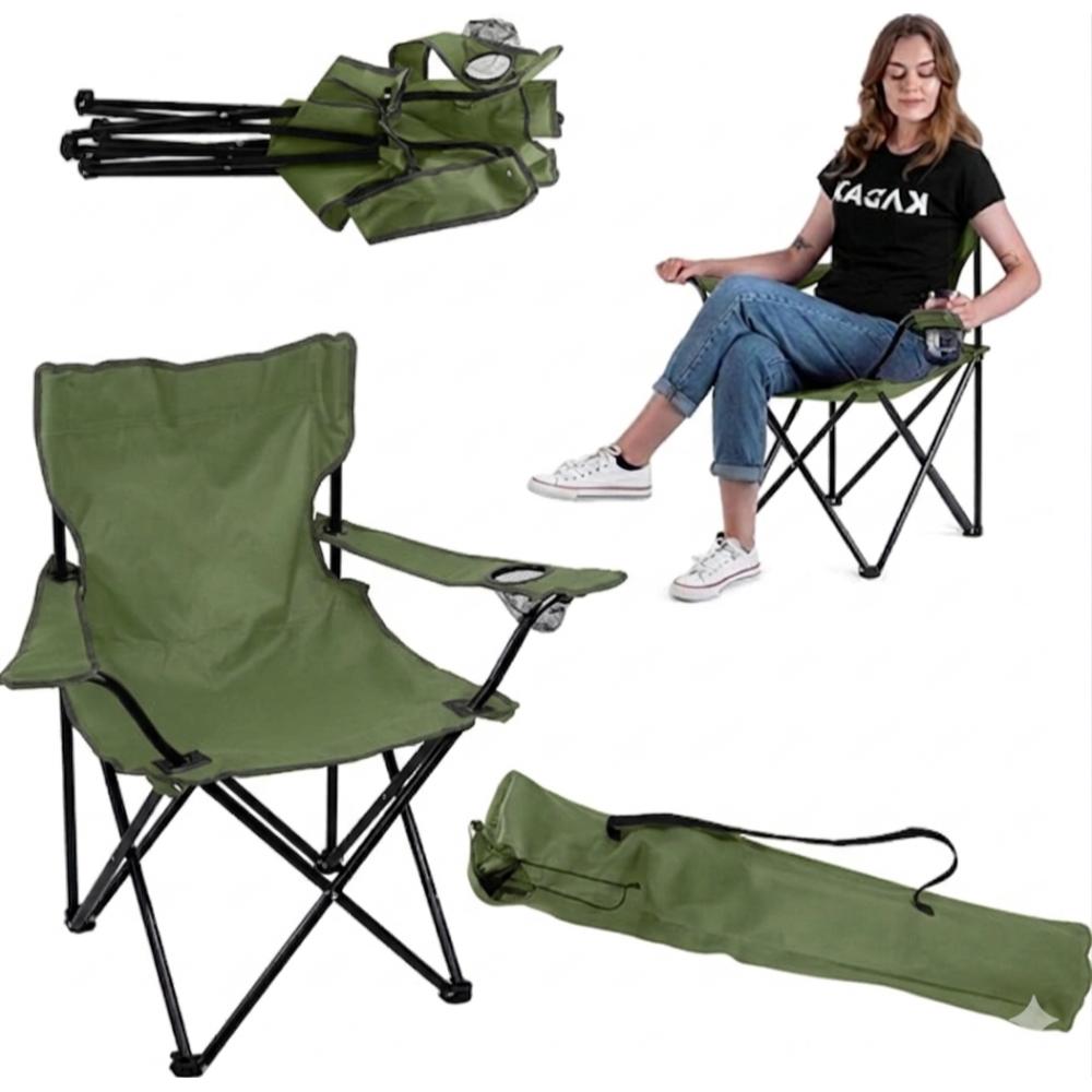 Silla Plegable Camping Tanzania, Verde, con Portavasos