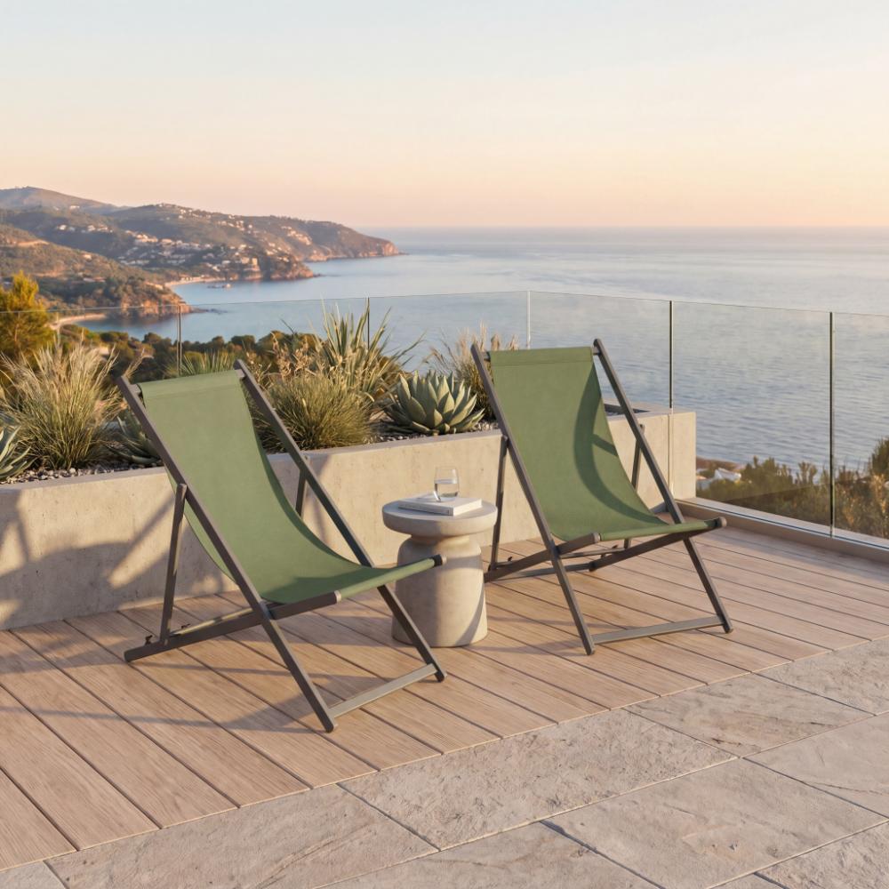 Silla Plegable Reclinable Kenya, Verde, con Tres Posiciones X2