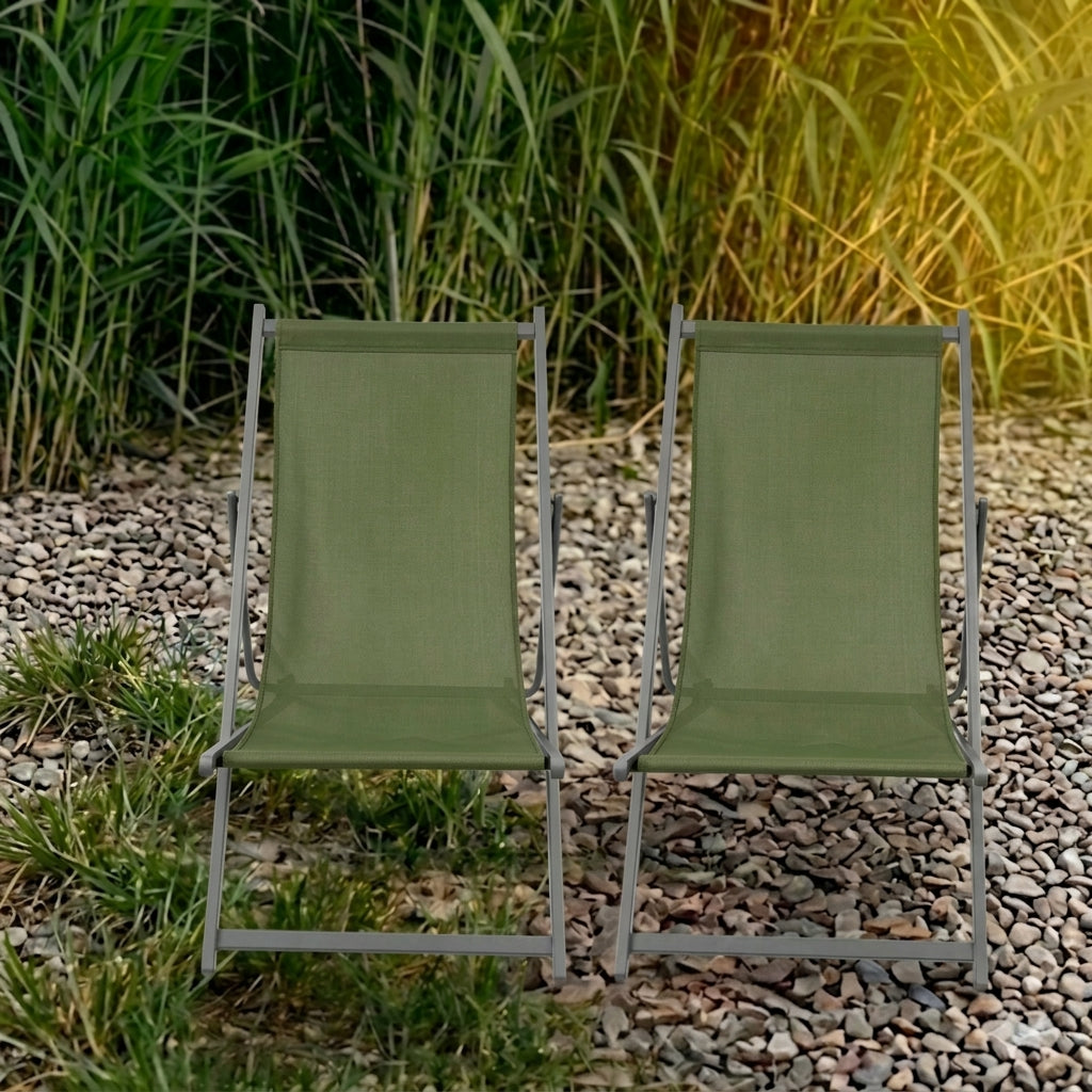 Silla Plegable Reclinable Kenya, Verde, con Tres Posiciones X4
