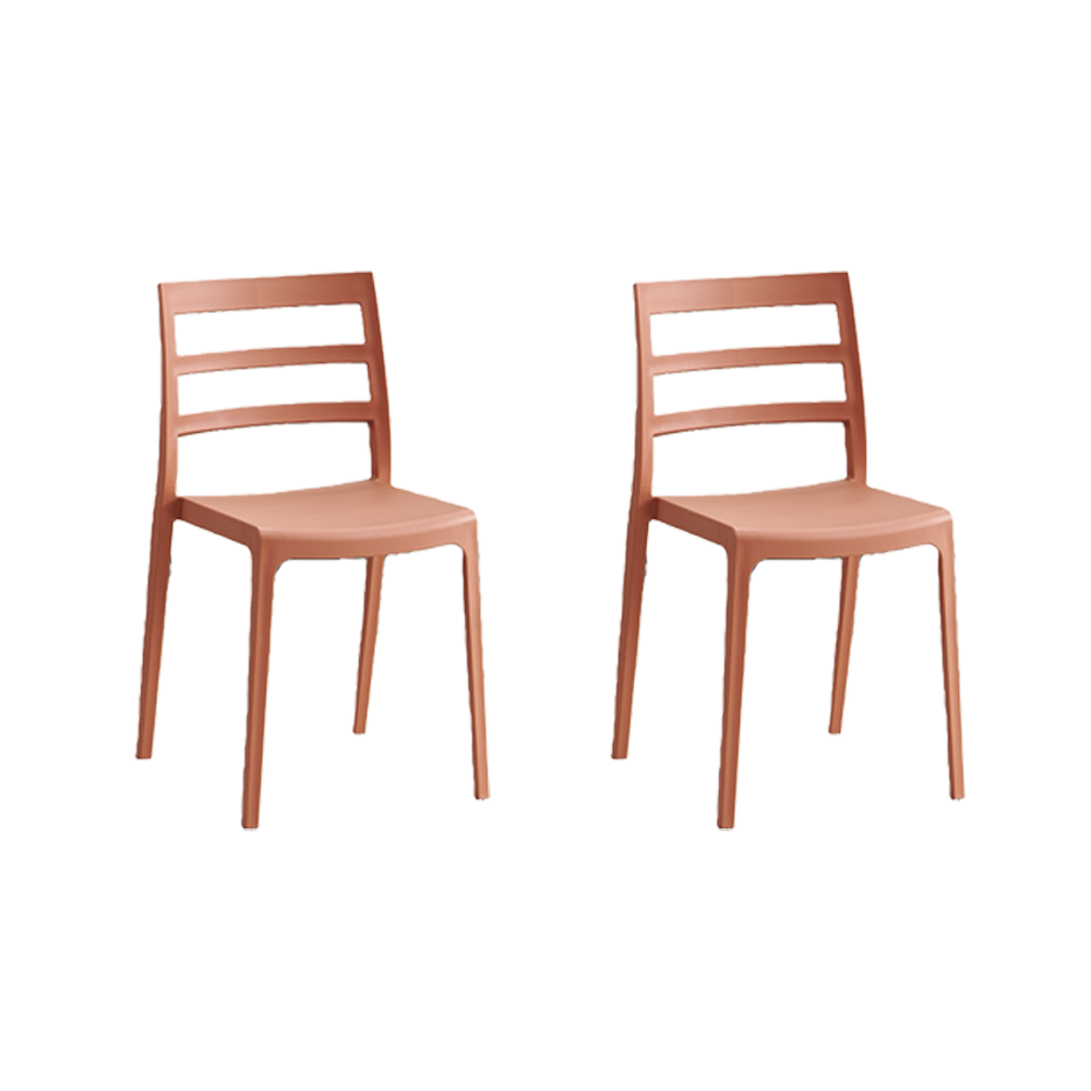 Set de 2 Sillas New York, Terracota, con Espaldar en Líneas y Diseño Minimalista