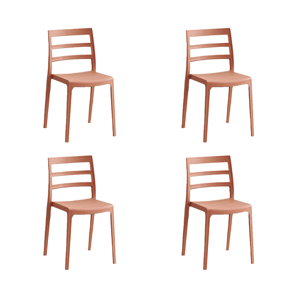 Set de 4 Sillas New York, Terracota, con Espaldar en Líneas y Diseño Minimalista