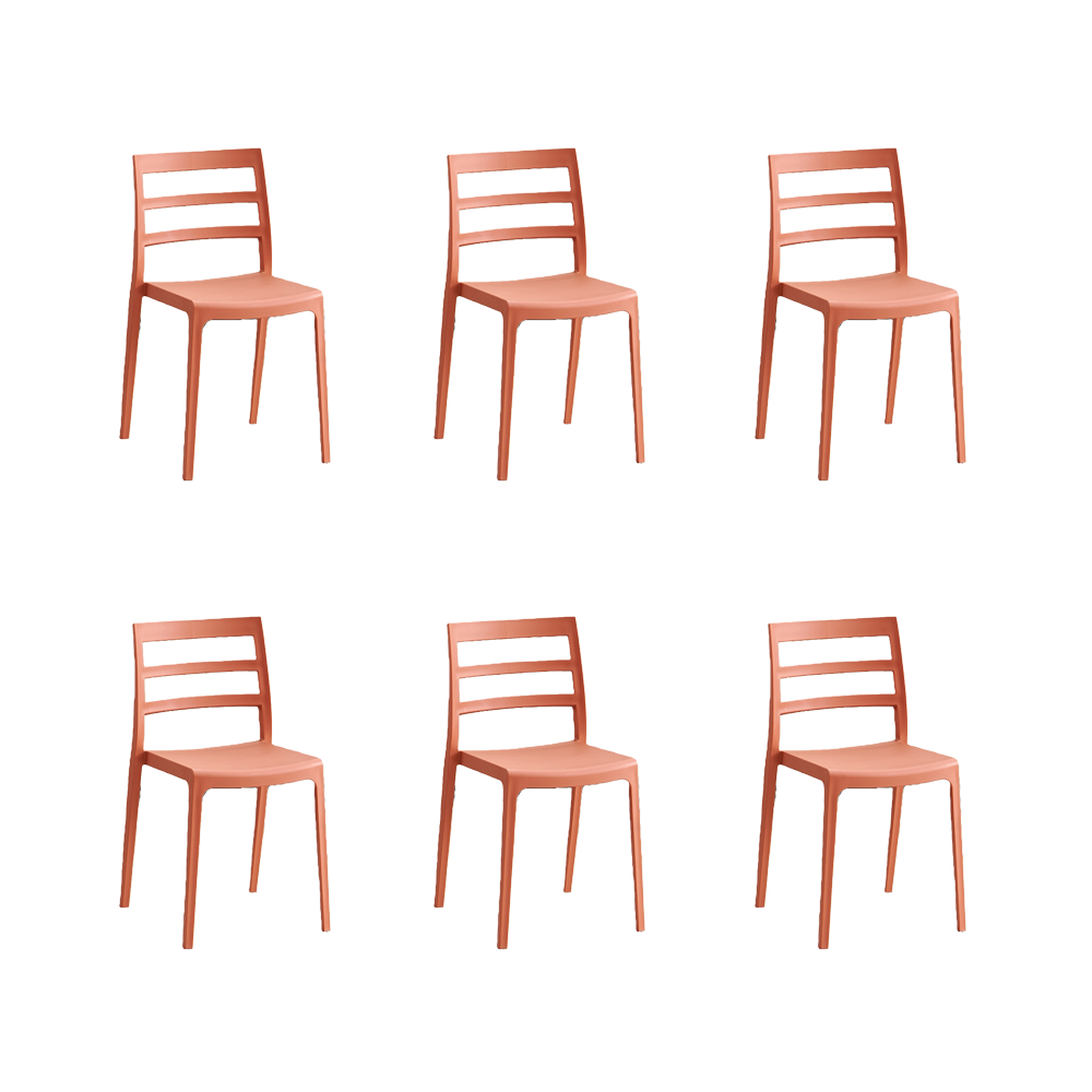 Set de 6 Sillas New York, Terracota, con Espaldar en Líneas y Diseño Minimalista