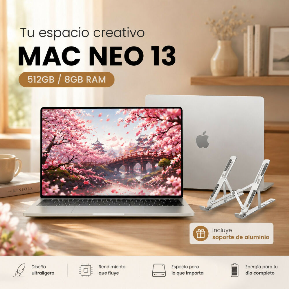 Macbook Neo 13 Pulgadas 512GB/8GB Ram Laptop Apple De Gran Almacenamiento Plateado + Obsequio