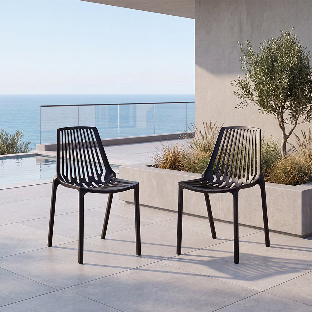 Set de 2 Sillas Tanger, Negro, con Espaldar y Diseño Moderno
