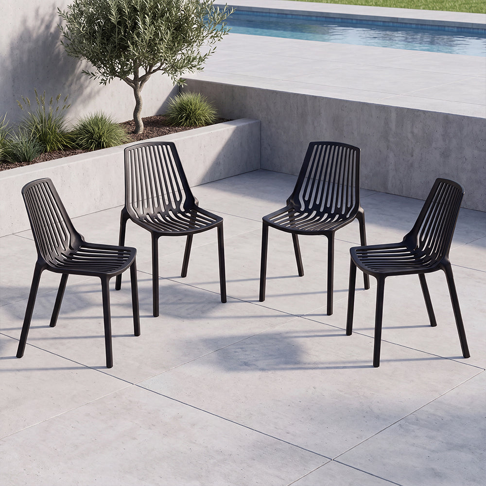 Set de 4 Sillas Tanger, Negro, con Espaldar y Diseño Moderno