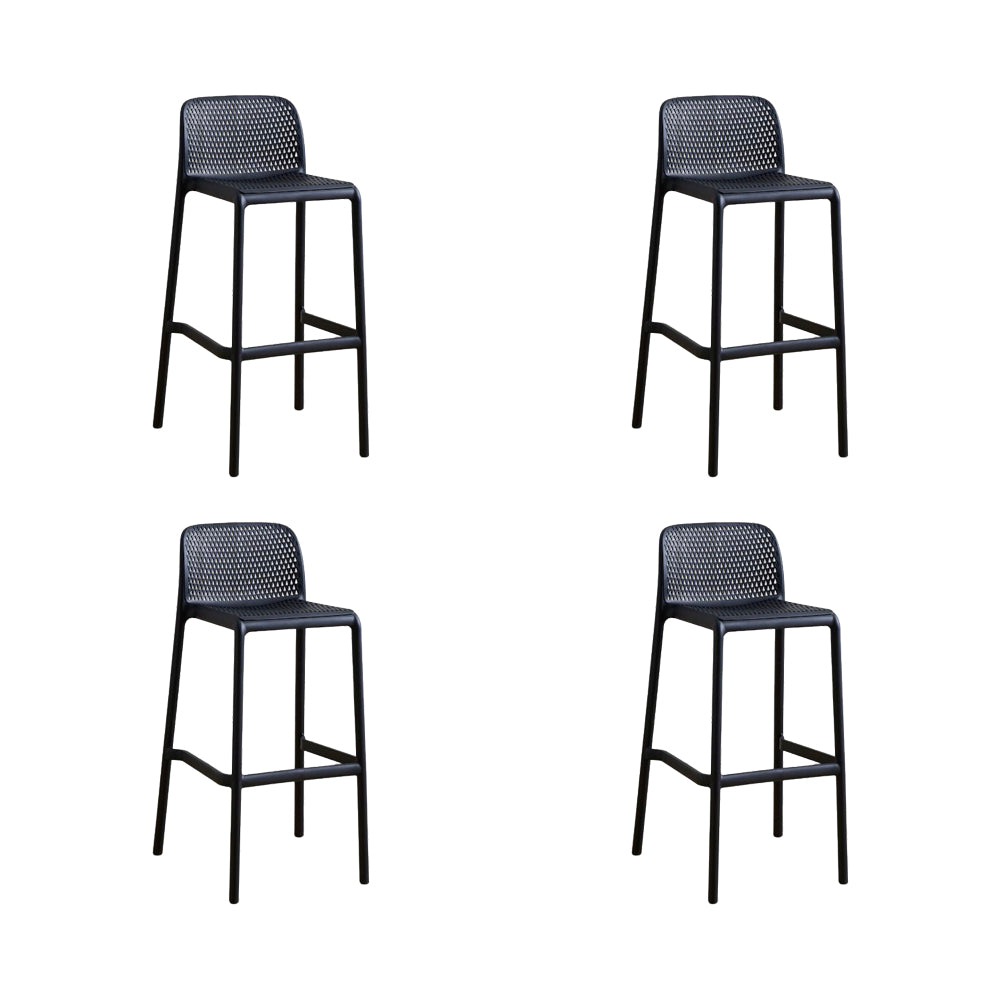 Set de 4 Sillas para Bar Túnez, Color Negro, con Espaldar Redondeado y Transpirable