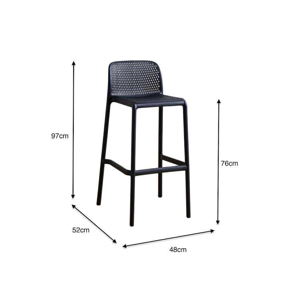 Silla para Bar Túnez, Color Negro, con Espaldar Redondeado y Transpirable