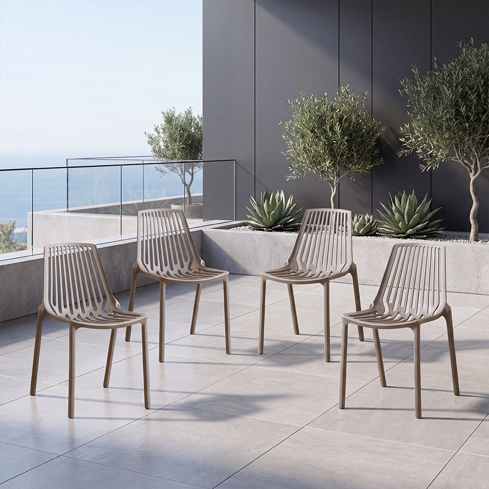 Set de 4 Sillas Tanger, Taupe, con Espaldar y Diseño Moderno