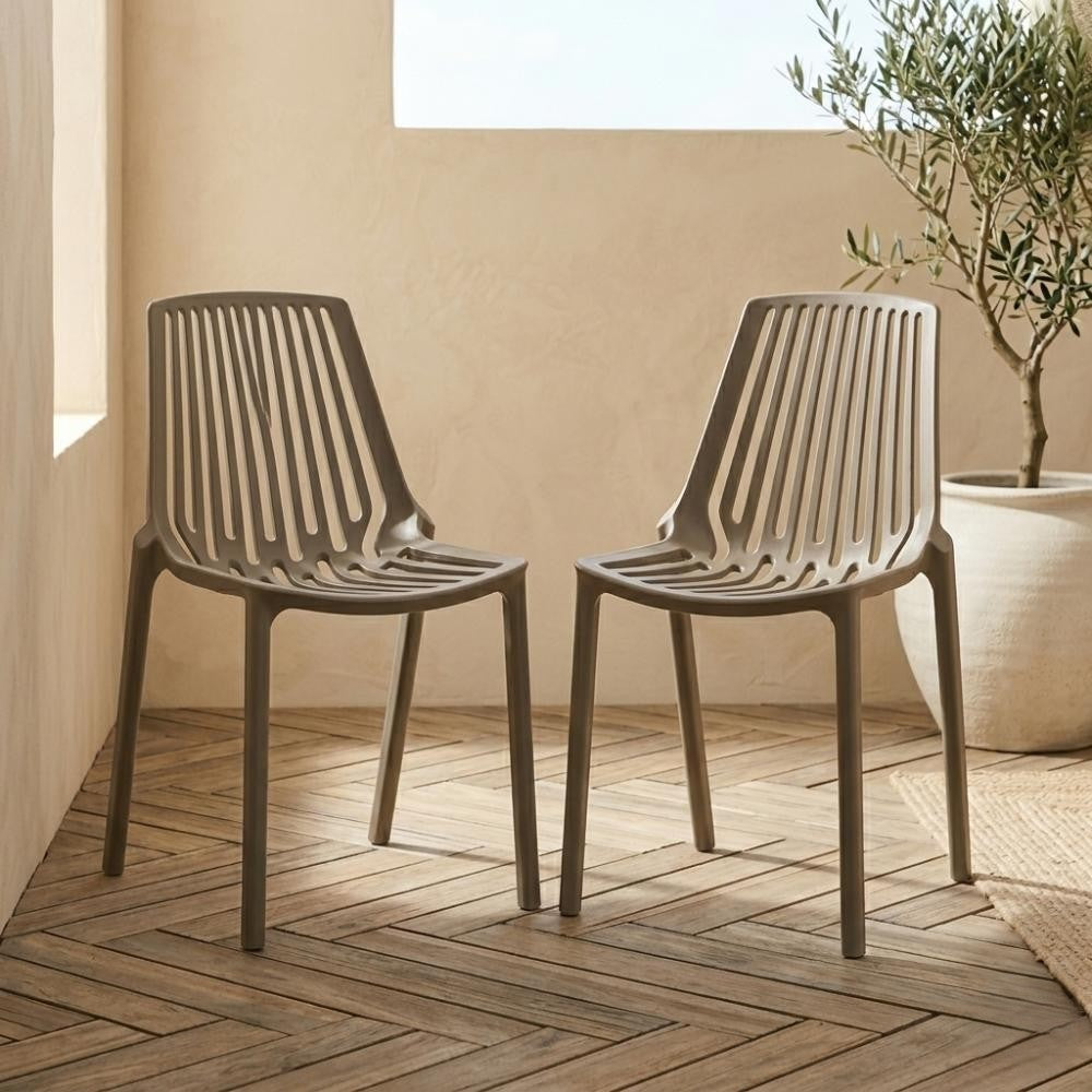 Set de 4 Sillas Tanger, Taupe, con Espaldar y Diseño Moderno