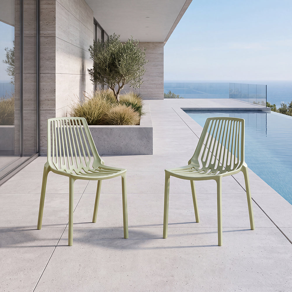 Set de 2 Sillas Tanger, Verde Olivo, con Espaldar y Diseño Moderno