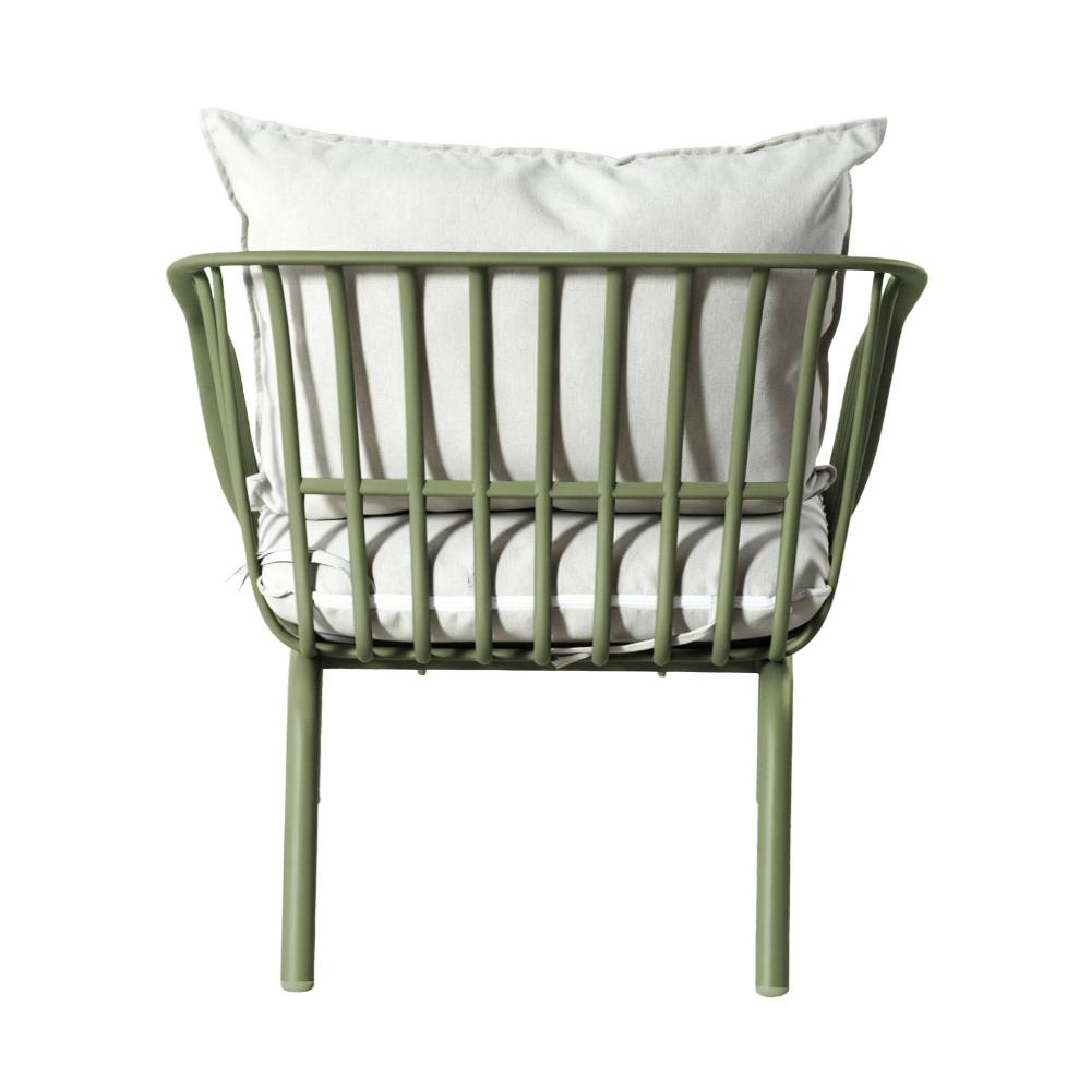 Sala de Exterior Sorrento, Verde Olivo, Con Cojines Beige, 4 Piezas