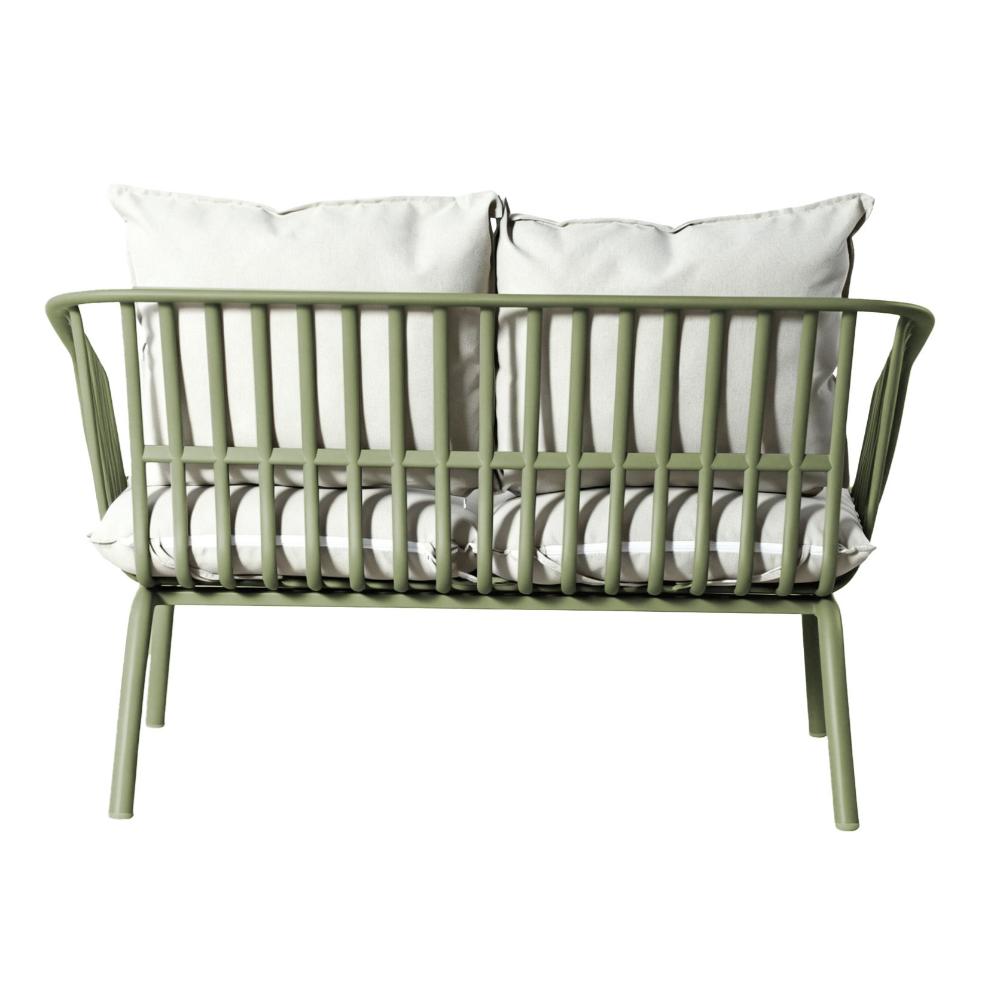Sala de Exterior Sorrento, Verde Olivo, Con Cojines Beige, 4 Piezas