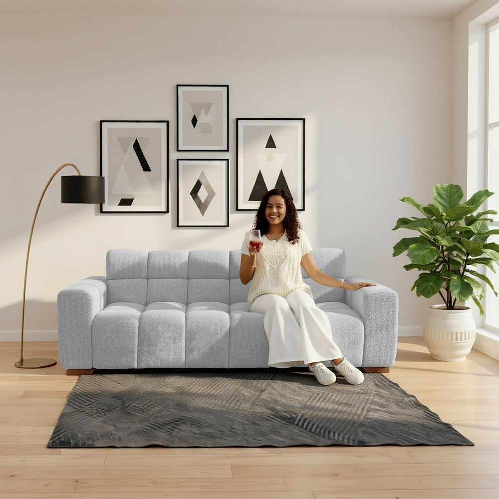 Sofa Cama Miami Reclinable 3 Posiciones 228x91x78 Tela Plata Matiz Caoba