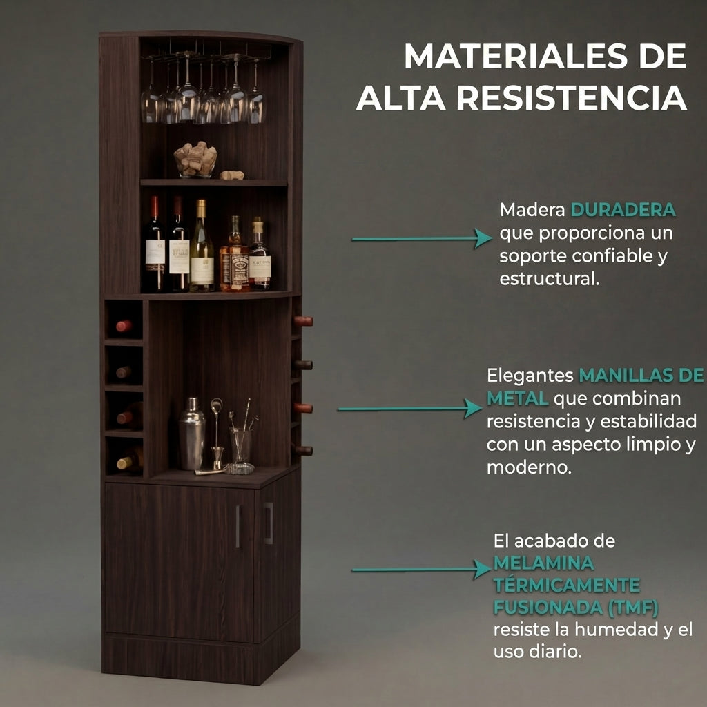 Bar Esquinero Celeste, Wengue, con Dos Puertas y Espacio Portacopas