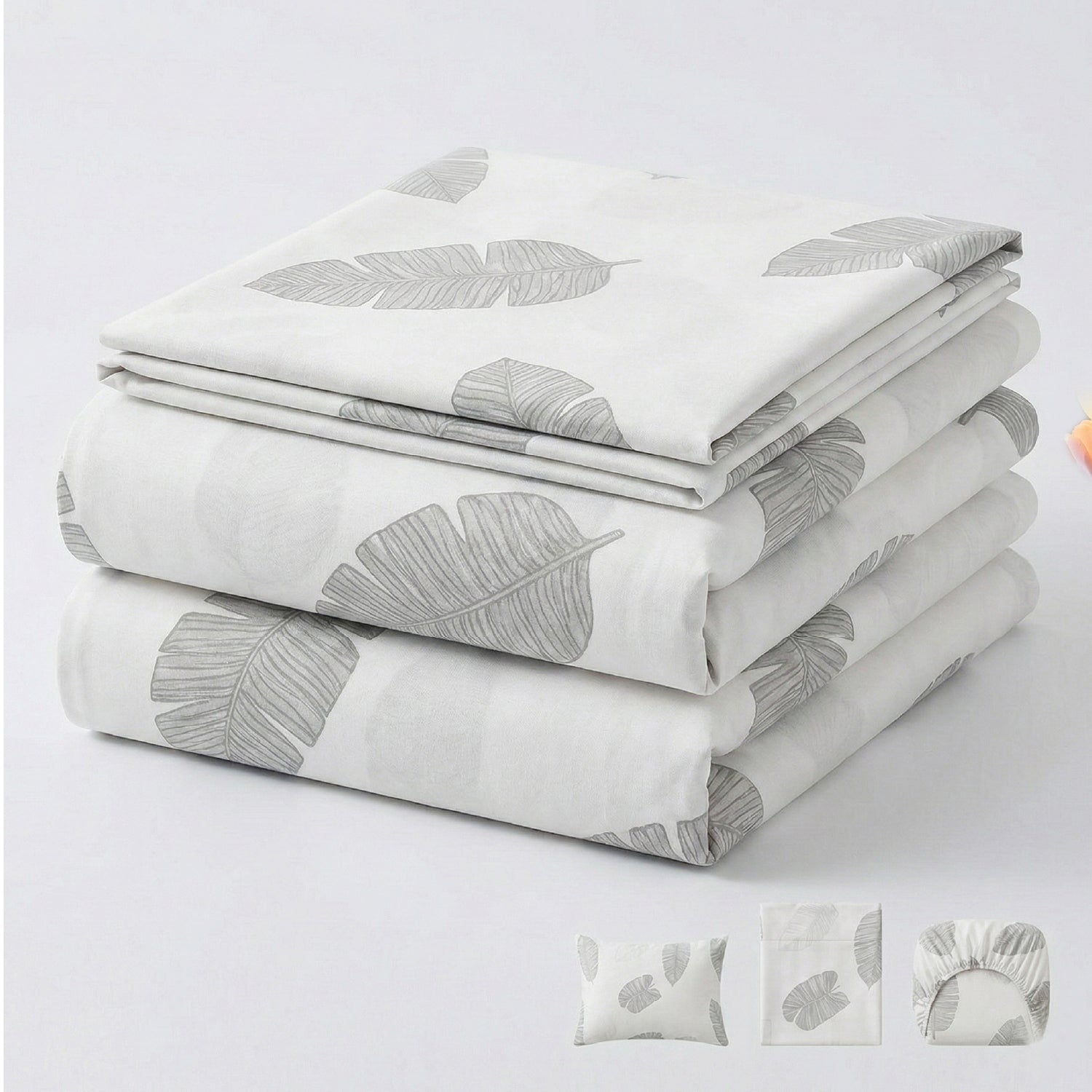 Juego Sábanas Leaf Gray Semidoble
