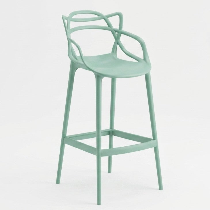 Set de 4 Sillas para Bar Palermo, Verde, con Reposa Pies Doble Propósito
