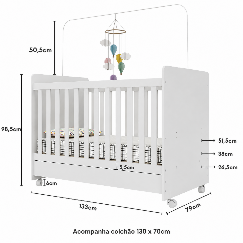 Cuna Para Bebé Convertible Blanca En Cama Infantil Con colchón