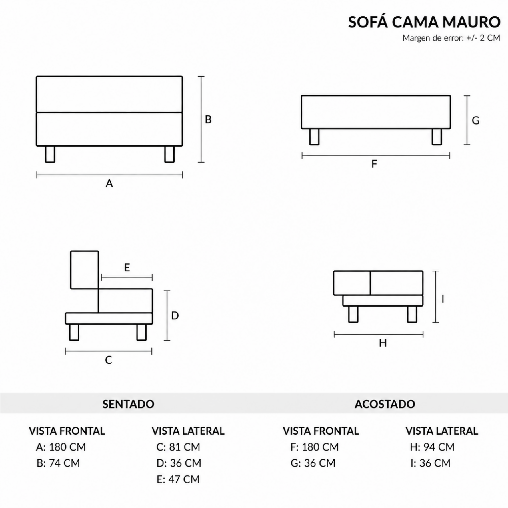 Sofá Cama Mauro Tela, Color Café