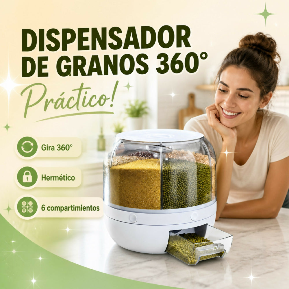 Dispensador De Granos Y Cereales Redondo Giratorio Organizador 360°