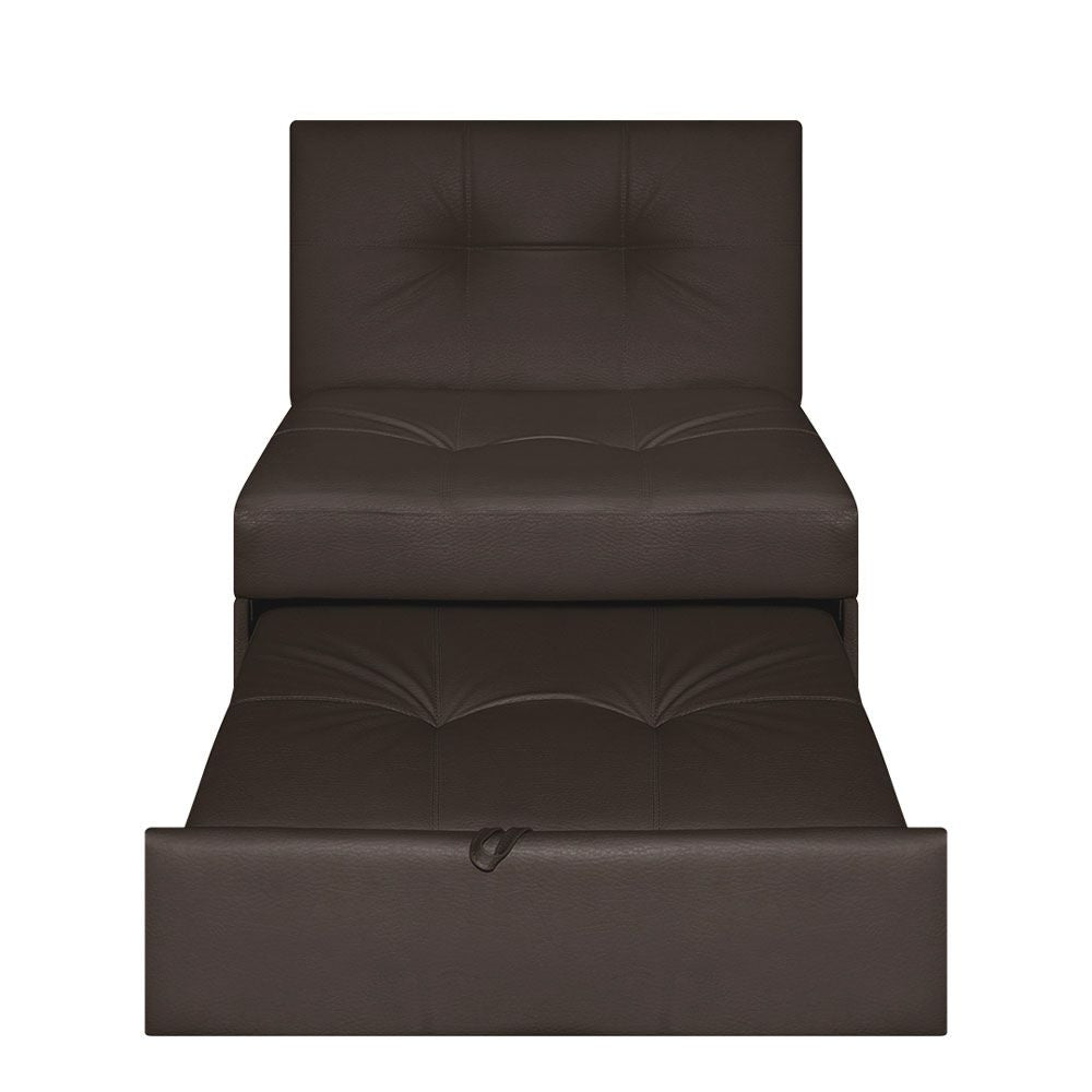 Silla Cama Angela Cuero Sintetico, Color Café