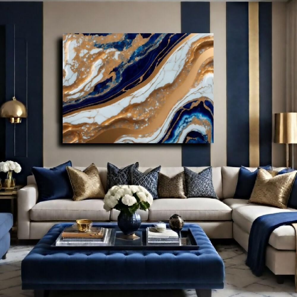 Lienzo Cuadro Decorativo Abstracto Estilo Mármol 110x80cm