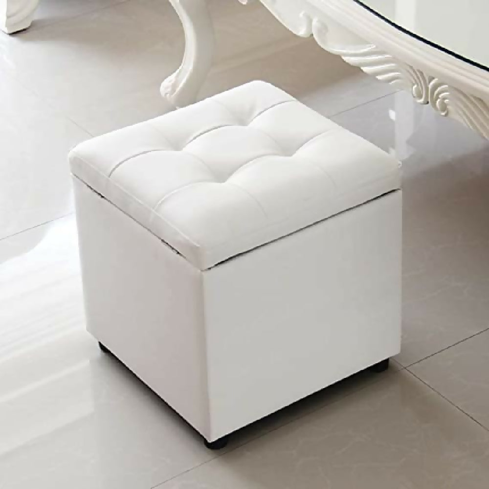 puf baul blanco sintetico 40x40