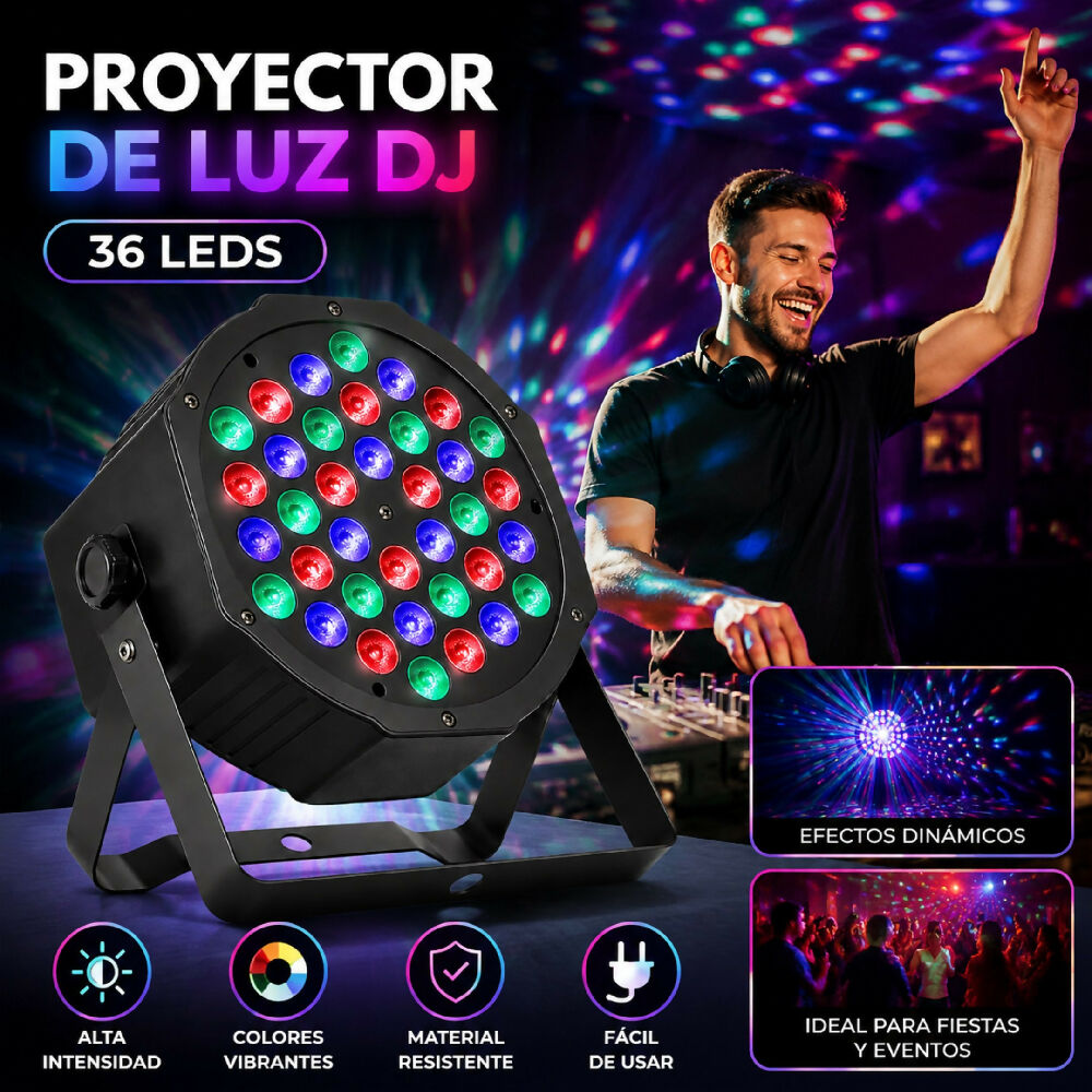 Proyector De Luz LED 36 RGB Para DJ Y Fiestas Para Discotecas Y Eventos