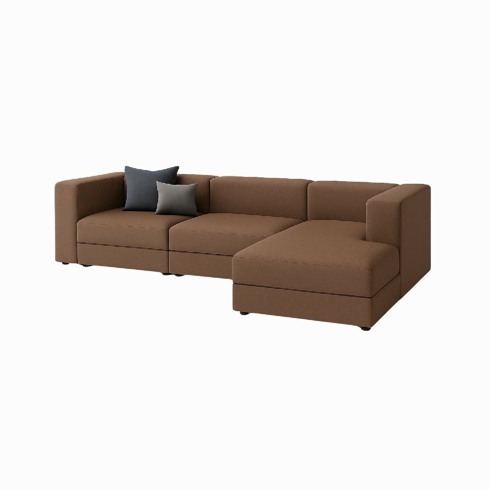 Sofá en L Derecho Lautaro Lona antifluidos Marrón 310x95x71