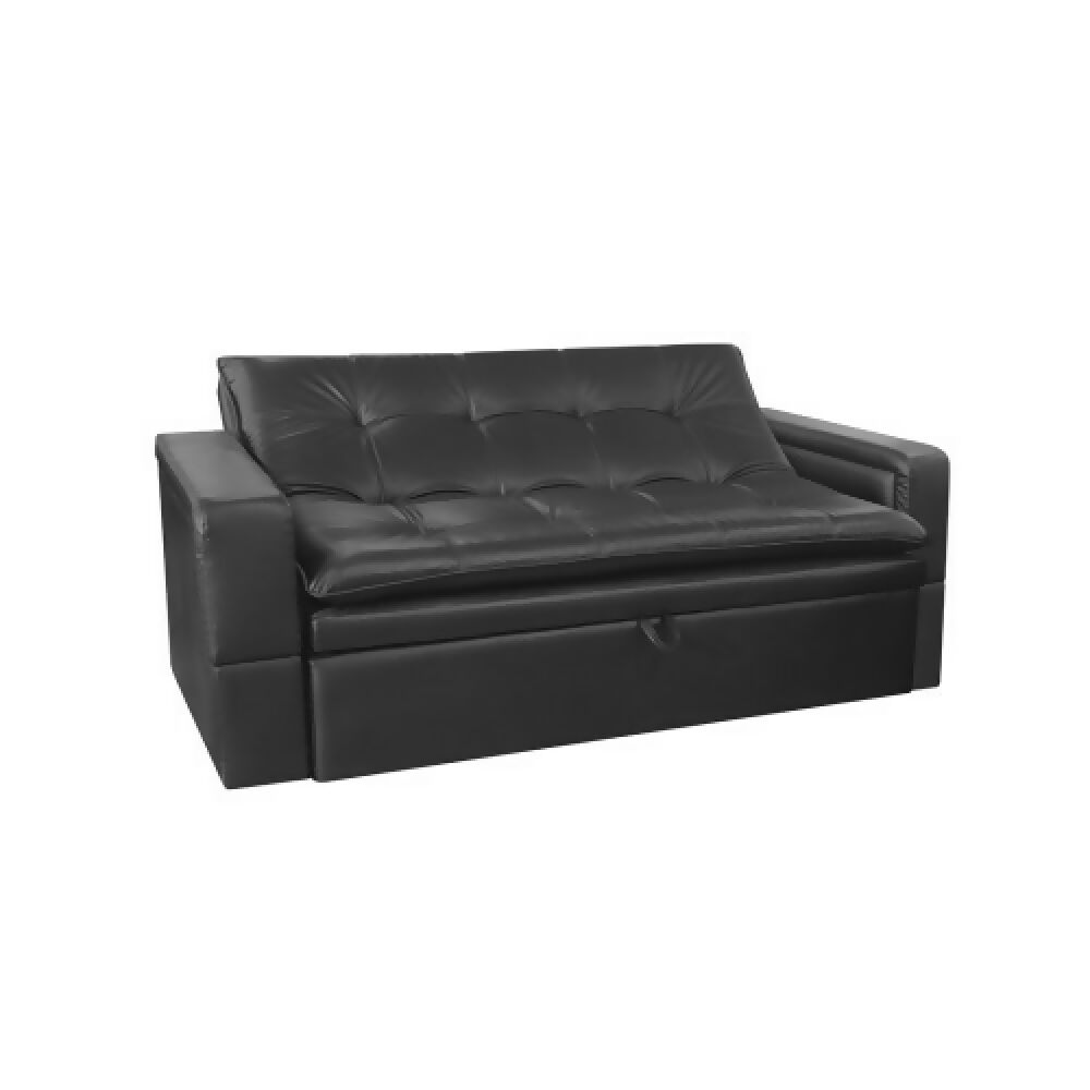 Sofá Cama Ethel 2 Puestos Cuero Sintético Negro