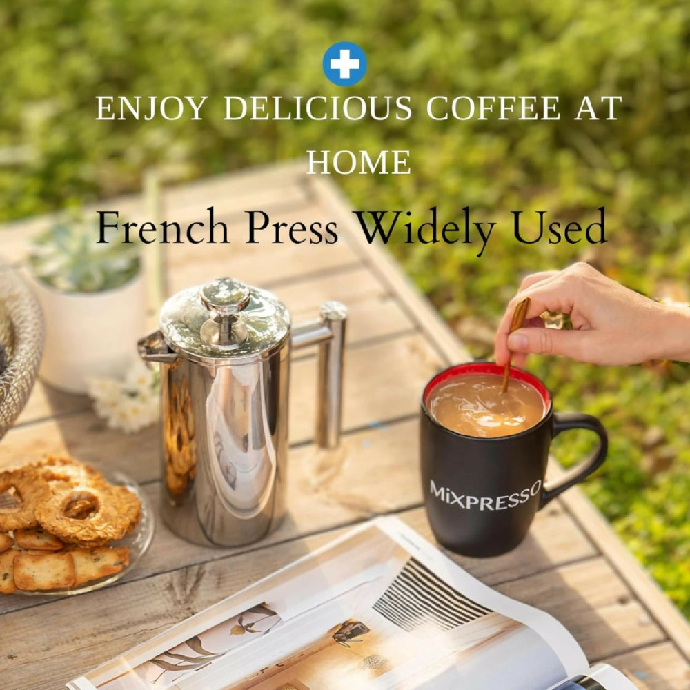 Cafetera de Prensa Francesa de Acero Inoxidable 1000ml con Doble Pared Térmica