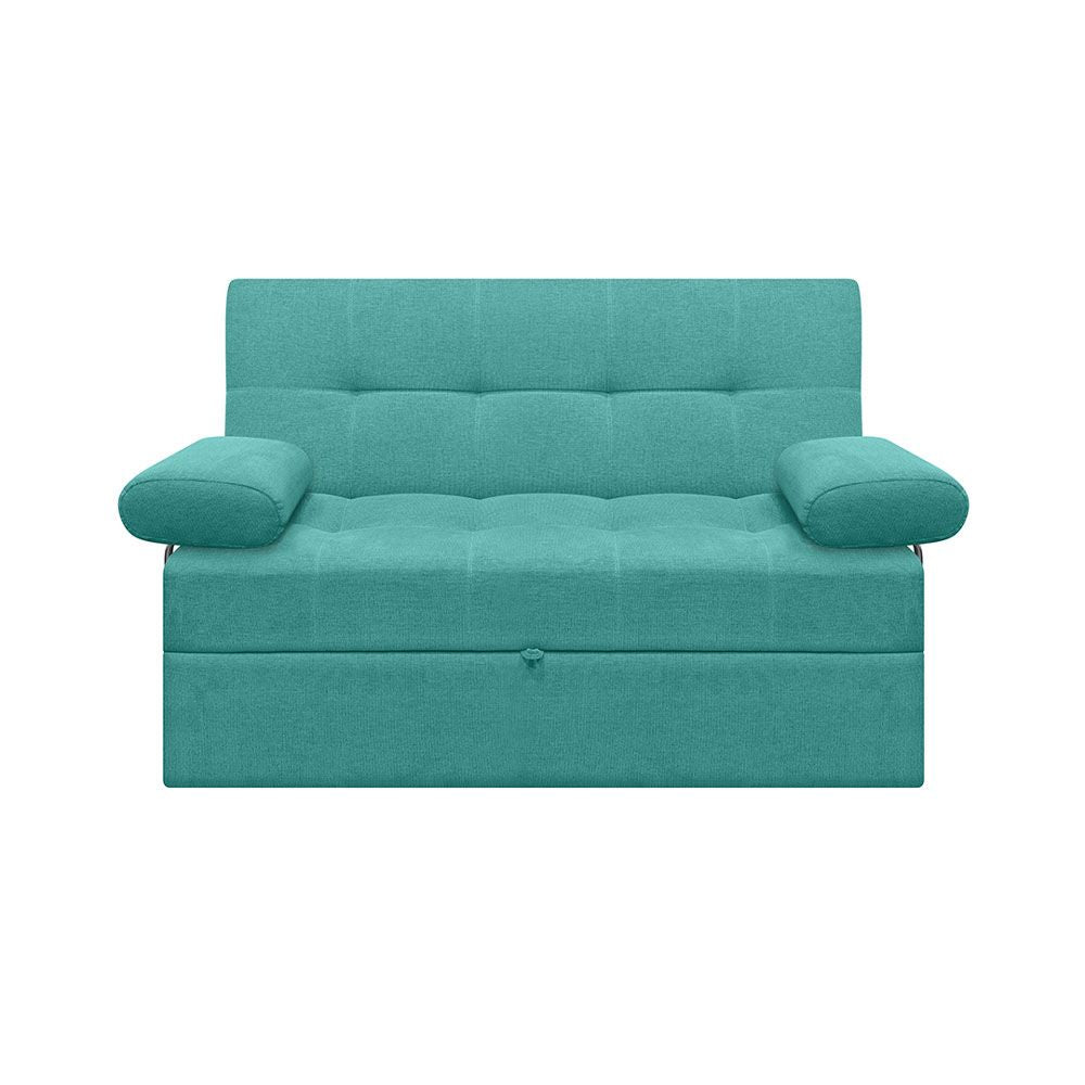 Sofa Cama Angela Con Brazos Antifluido, Color Turquesa