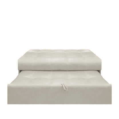Sofa Cama Angela Con Brazos Cuero Sintetico, Color Beige