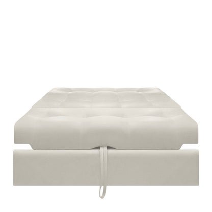 Sofa Cama Angela Con Brazos Cuero Sintetico, Color Beige