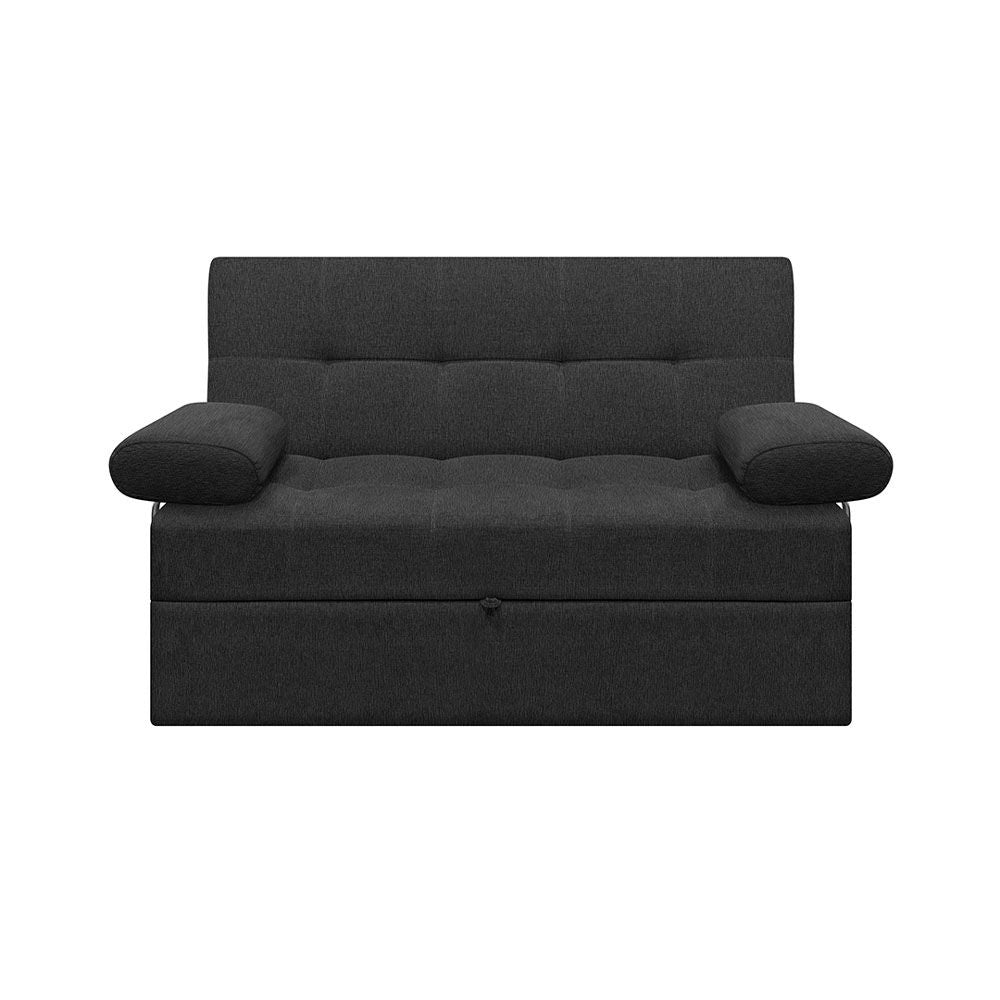 Sofa Cama Angela Con Brazos Tela, Color Gris Oscuro
