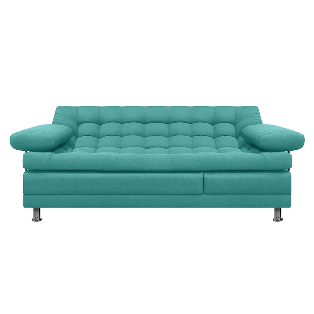 Sofa Cama Multifuncional Euro Con Brazos Antifluido, Color Turquesa