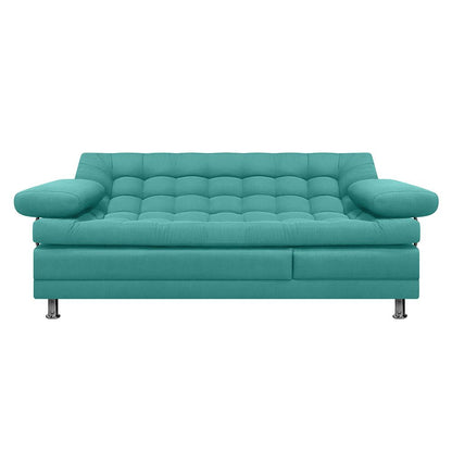 Sofa Cama Multifuncional Euro Con Brazos Antifluido, Color Turquesa