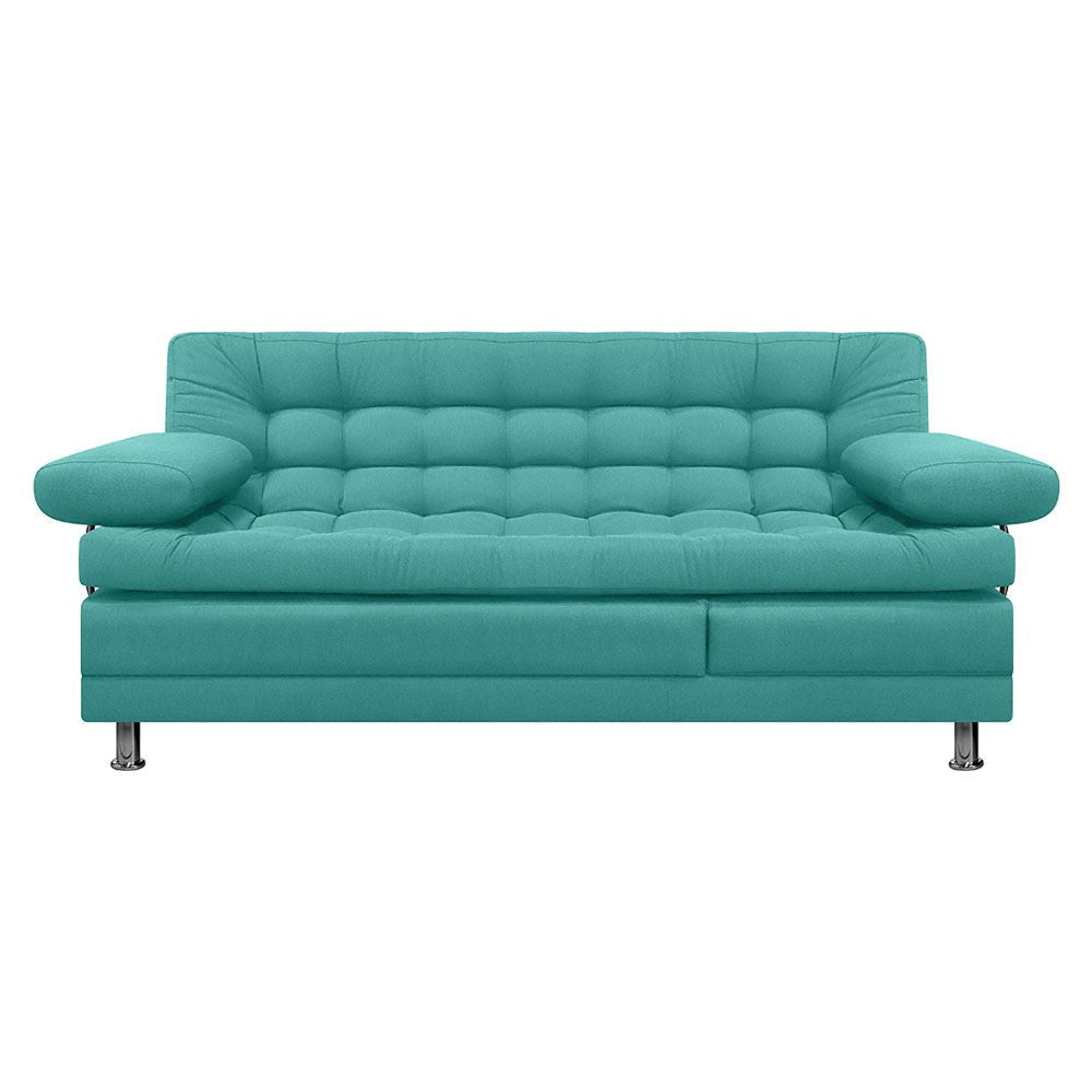 Sofa Cama Multifuncional Euro Con Brazos Antifluido, Color Turquesa